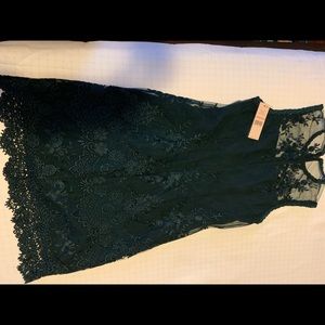 Lace sheer green short elegant dress
